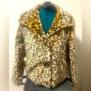 Faux fur leopard print jacket